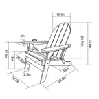 HDPE Folding Adirondack Chair with Dual Cup Holder - Gray
