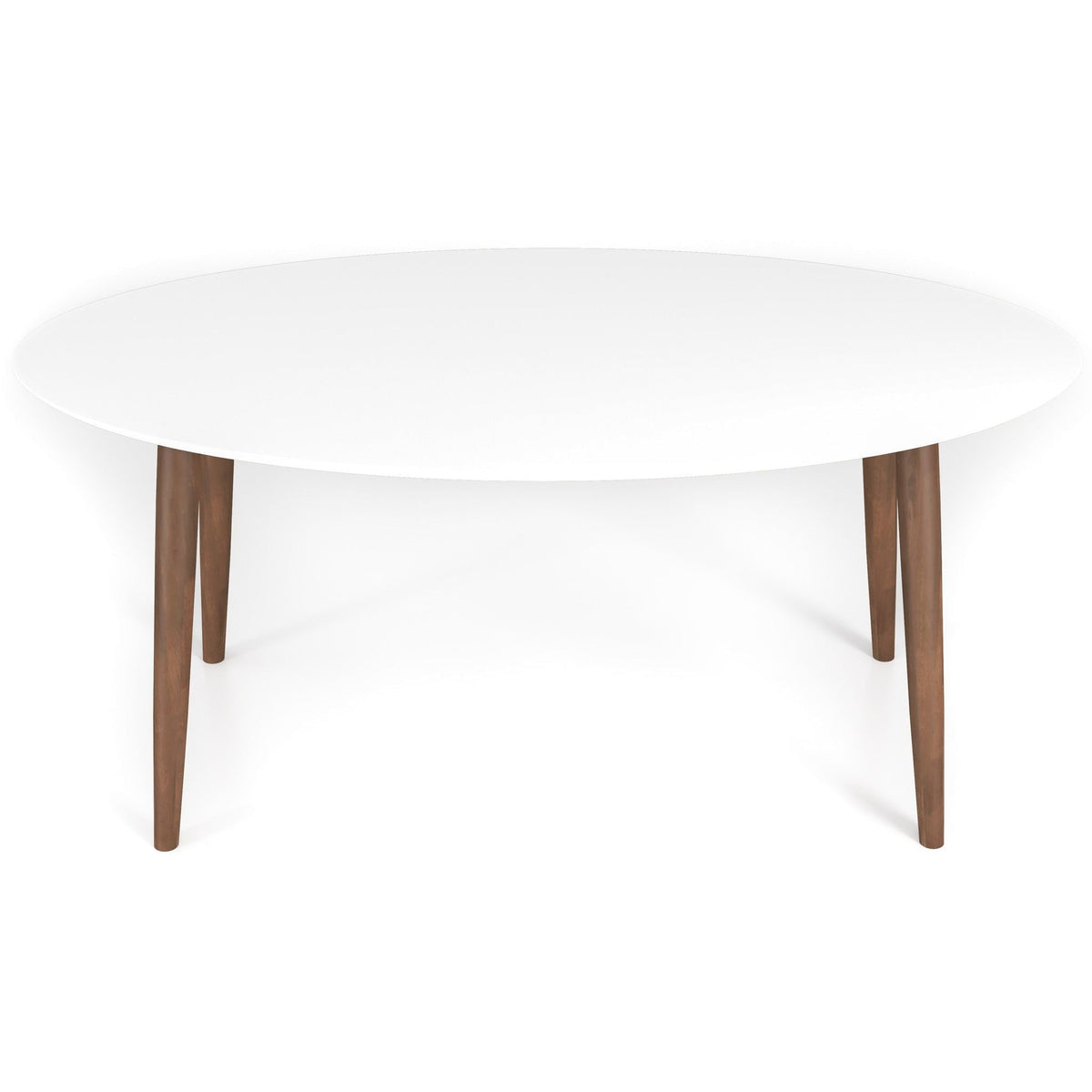 Mid-Century Modern Oval Dining Table with Solid Wood Construction - White