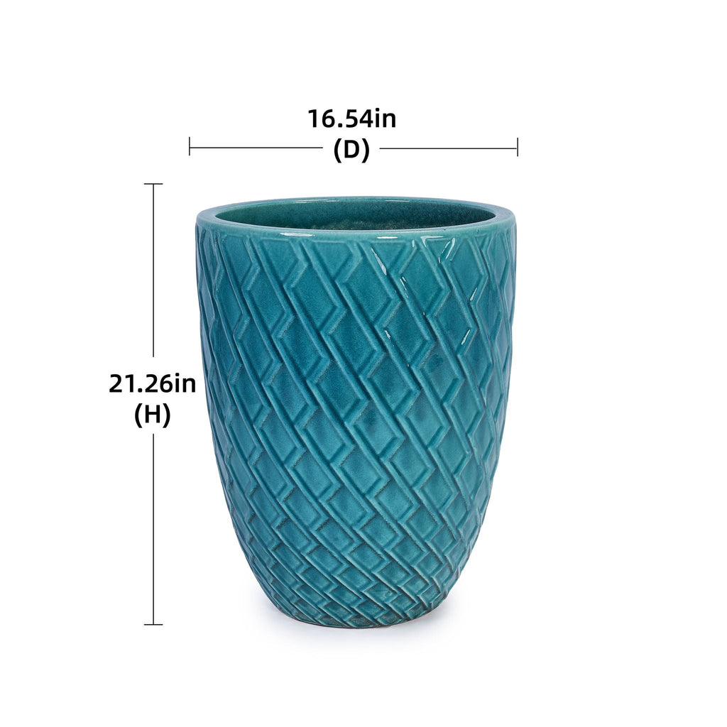 Ceramic Planter with Drainage Hole - White or Light Blue