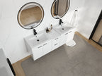 60" Bathroom Vanity with Resin Sink and Soft Close Doors - Glossy White