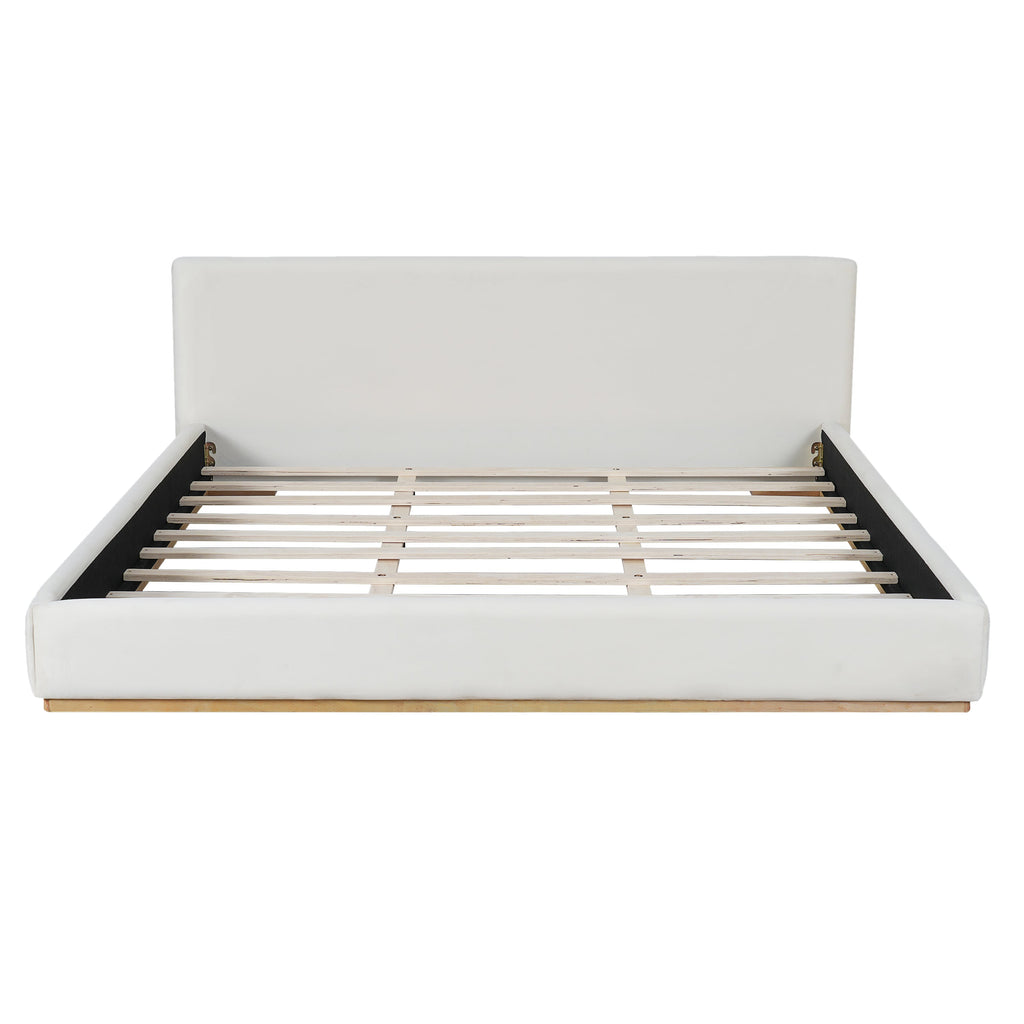 Elegant Upholstered Bed with Solid Wood Frame - King