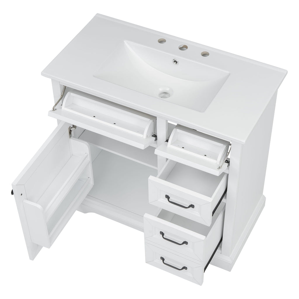 36" Bathroom Vanity with Sink and Soft Close Hinges - Dark Gray or White