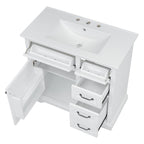 36" Bathroom Vanity with Sink and Soft Close Hinges - Dark Gray or White