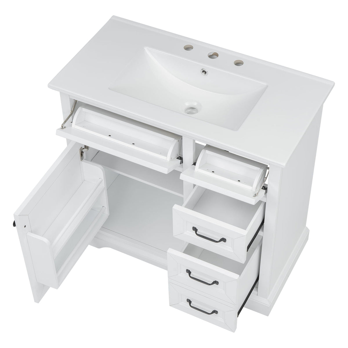 36" Bathroom Vanity with Sink and Soft Close Hinges - Dark Gray or White