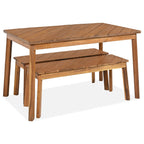 Acacia Wood 3-Piece Dining Set with Modern Grain - Natural Finish