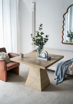 Square Dining Table with Pedestal Base - Beige