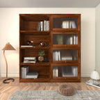 Contemporary Bookcase with Glass Doors and Dustproof Storage - Clear Glass