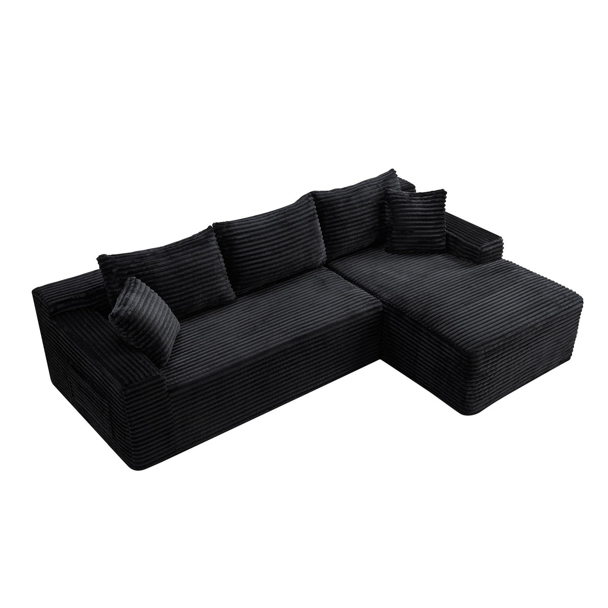 Corduroy Sectional Sofa with L-Shape Chaise - 106.3" Cloud Modular in Charcoal