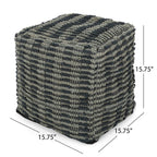 Teal Blue Fabric Square Pouf Ottoman with Polystyrene Bead Fill - 16"