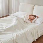 Ivory Microfleece Blanket Full/Queen with Soft Brushed Finish