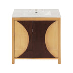 30 Inch Mid-Century Modern Bathroom Vanity with Ceramic Sink - Wood