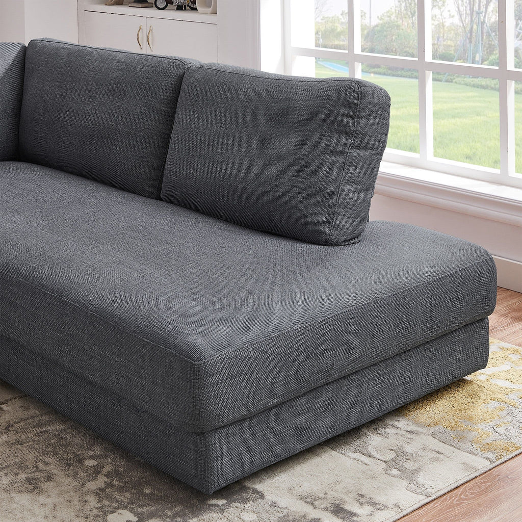 Comfortable Cozy Sectional Sofa with Solid Wood Frame - Pearl Silver or Dark Gray