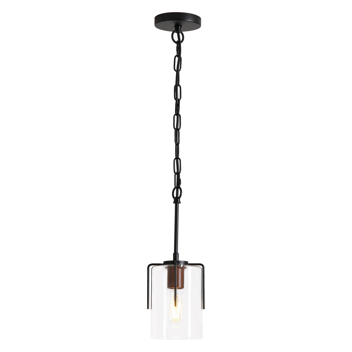 Adjustable Pendant Lighting with Clear Glass Shade - Black or Gold