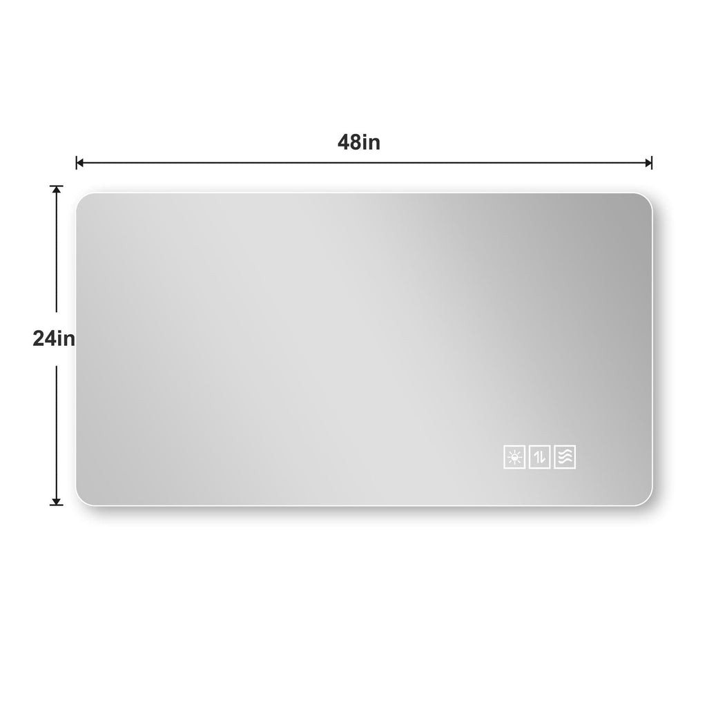 Wall Mounted LED Lighting Mirror with 3-Color Dimmable Light - Silver