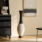 Tall Designer Floor Vase with Elegant 2 Tone - White or Dark Brown