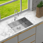 Modern Undermount Stainless Steel Kitchen Sink 16 Gauge, Deep Single Bowl - Gray