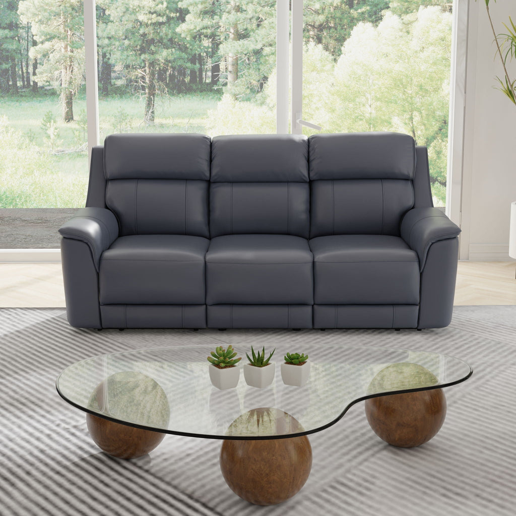 Dual Power Reclining Sofa with Adjustable Headrest - Blue, Dark Brown, Dark Gray