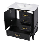 30" Bathroom Vanity with Sink and Soft-Close Drawers - White or Black
