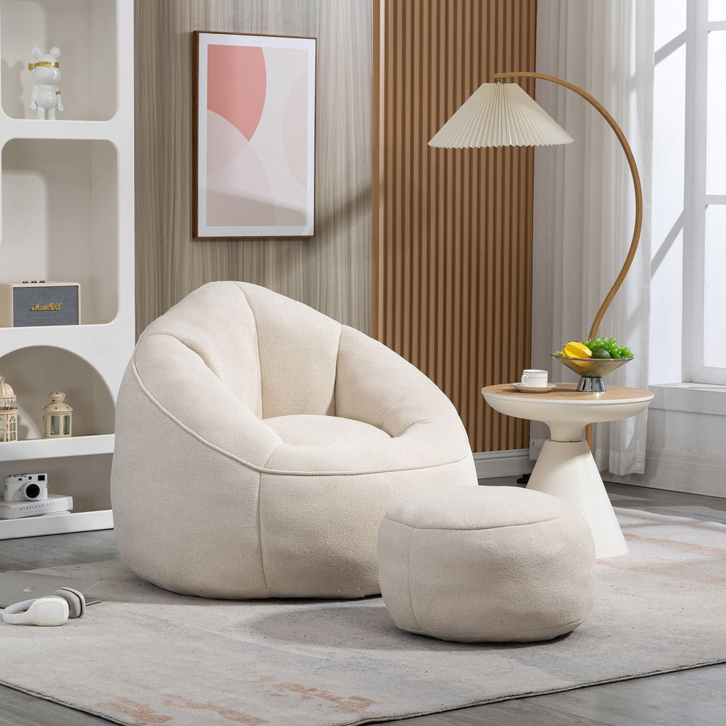 High Pressure Foam Bean Bag Sofa Chair with Footrest – Multiple Colors