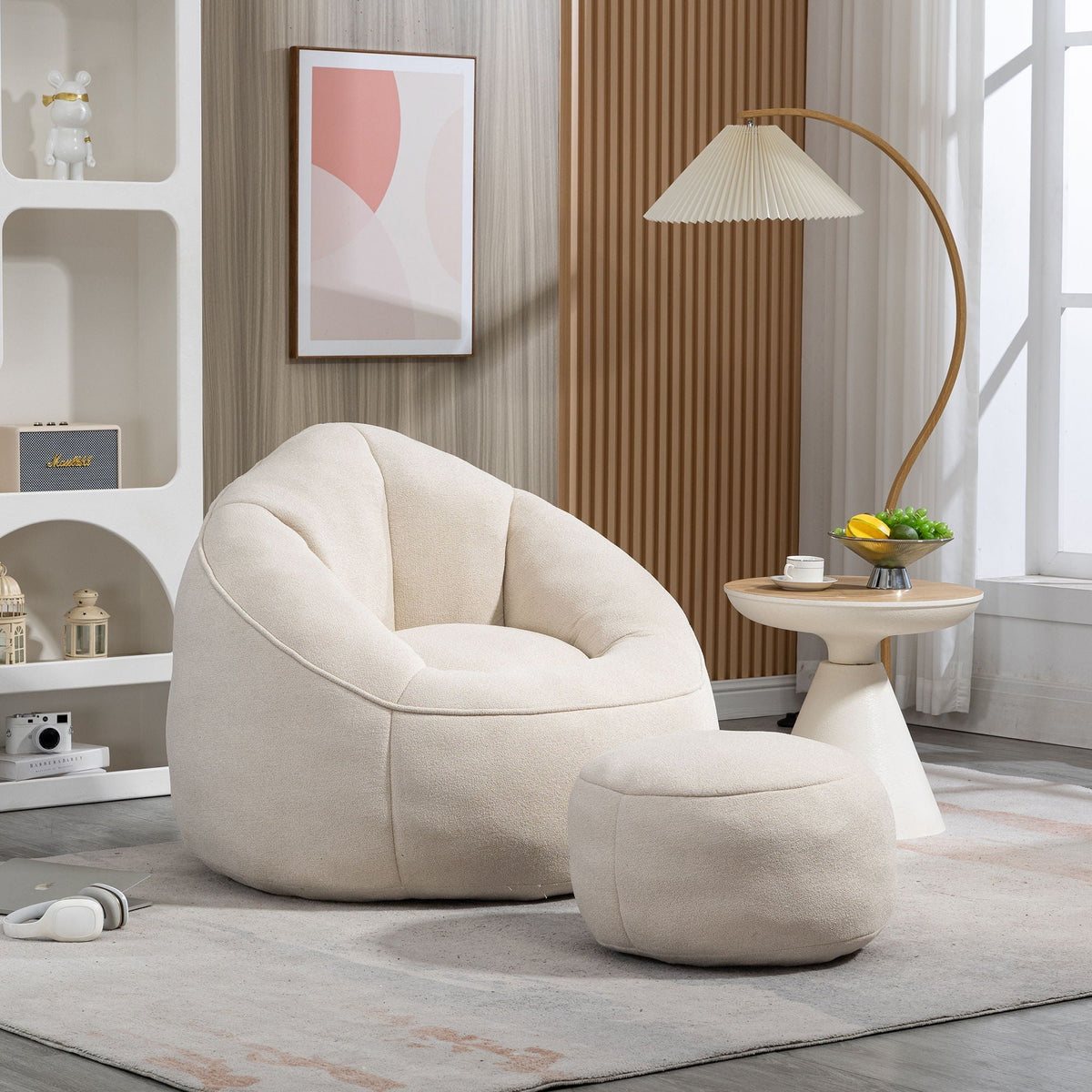 High Pressure Foam Bean Bag Sofa Chair with Footrest – Multiple Colors