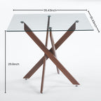 Modern Tempered Glass Dining Table with Cross Metal Legs - Multiple Colors