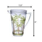 Unbreakable Plastic Water Pitcher with Lid and Palm Tree Design - Clear