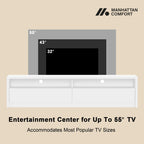 Modern 70" TV Stand with Full Extension Drawers - White or Light Brown