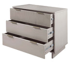 Solid Wood 3 Drawer Dresser with Ribbed Fronts - Multiple Colors