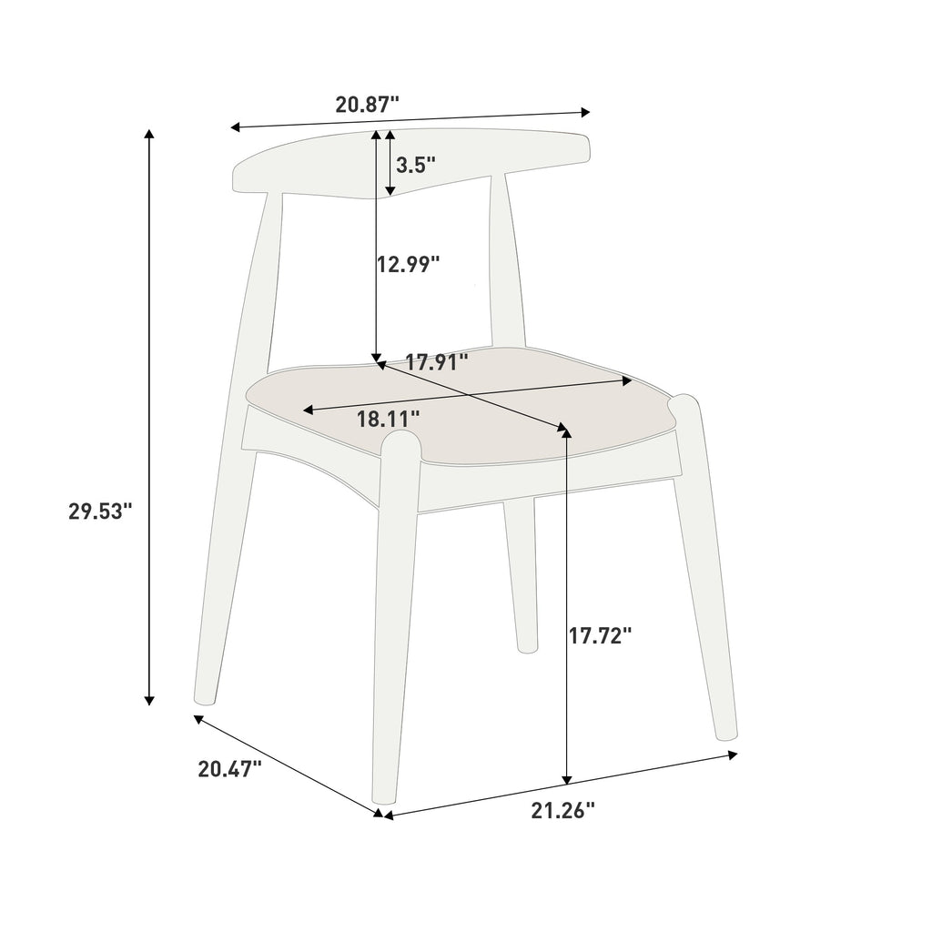 Set of 2 Rubberwood Dining Chairs with Faux Leather Upholstery - Multiple Colors