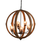 Hanging Light Fixture Chandelier with Adjustable Chain - Light Brown or White