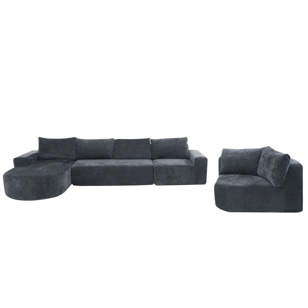 Modular Cloud Sectional Sofa Set with Deep Seating - Choose Beige, Dark Gray, or Dark Brown