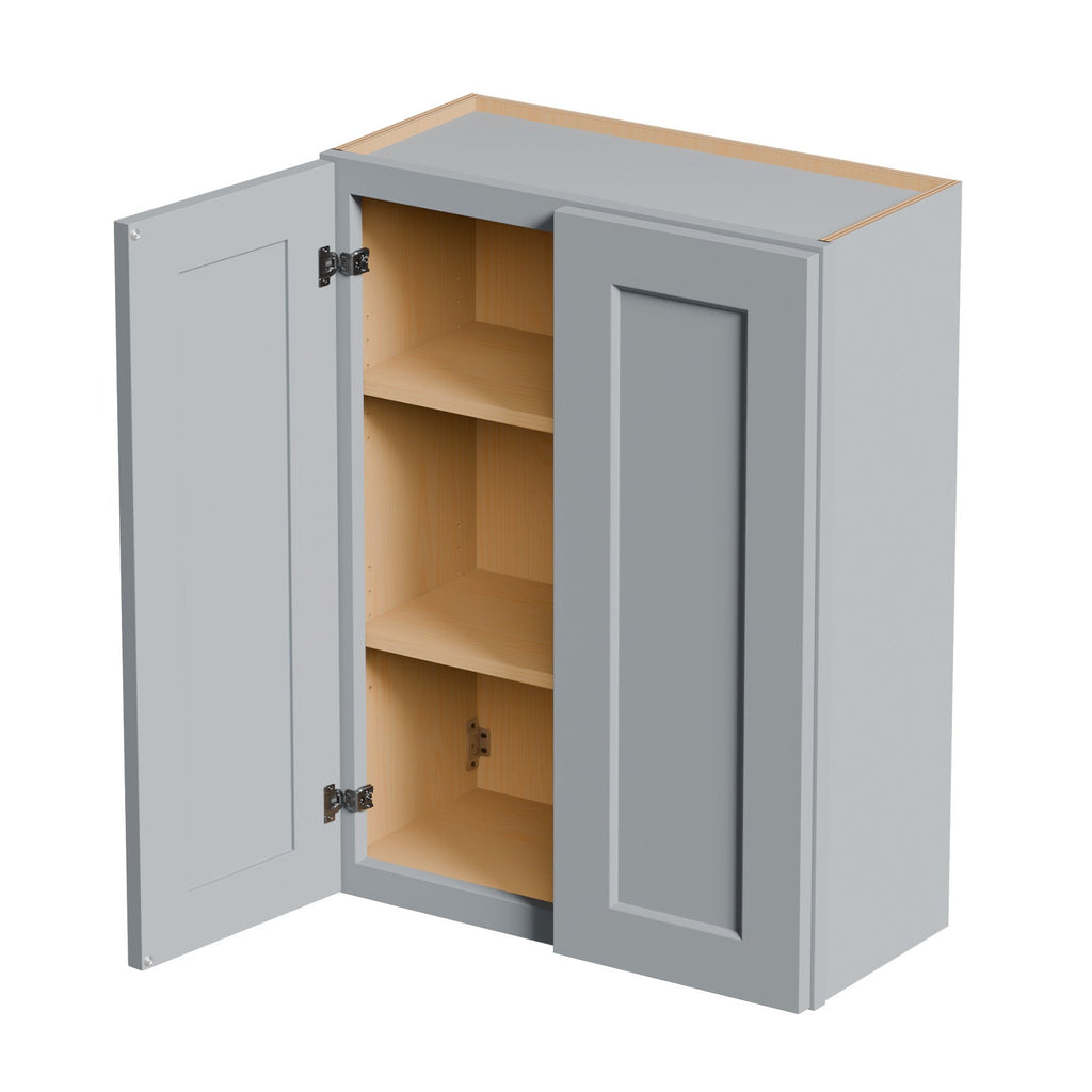 Gray Shaker Solid Wood Wall Cabinet with Soft-Close Doors - Gray