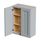 Gray Shaker Solid Wood Wall Cabinet with Soft-Close Doors - Gray