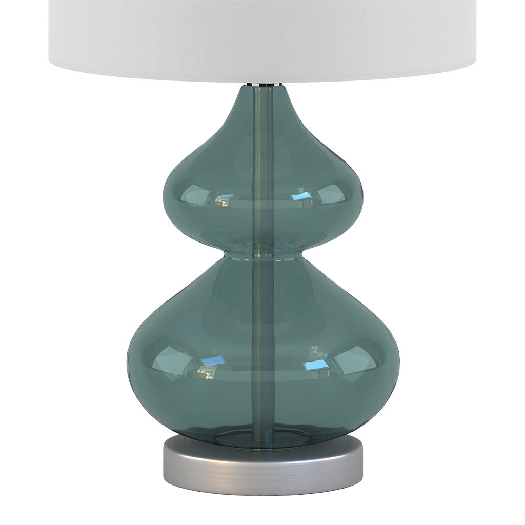 Ellipse Curved Glass Table Lamp Set of 2 with Curved Blue Glass Base - Blue
