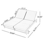 Light Teak Acacia Wood Double Chaise Lounger Set with Dark Grey Cushions - Patio Seating