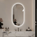 Smart LED Wall Mounted Mirror with Touch Screen and Adjustable Lighting - Pearl Silver