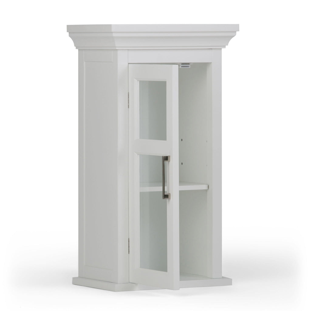 Pure White Single Door Wall Cabinet with Adjustable Shelf - White