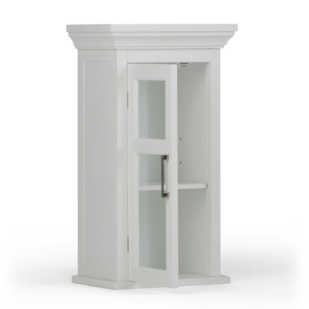 Pure White Single Door Wall Cabinet with Adjustable Shelf - White