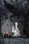 Cardboard Lighted Haunted House with Lights - Beige / Black