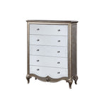 Champagne Accent Chest with Mirrored Drawers - Pearl Silver
