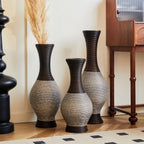 Tall Designer Floor Vase with Elegant 2 Tone - White or Dark Brown