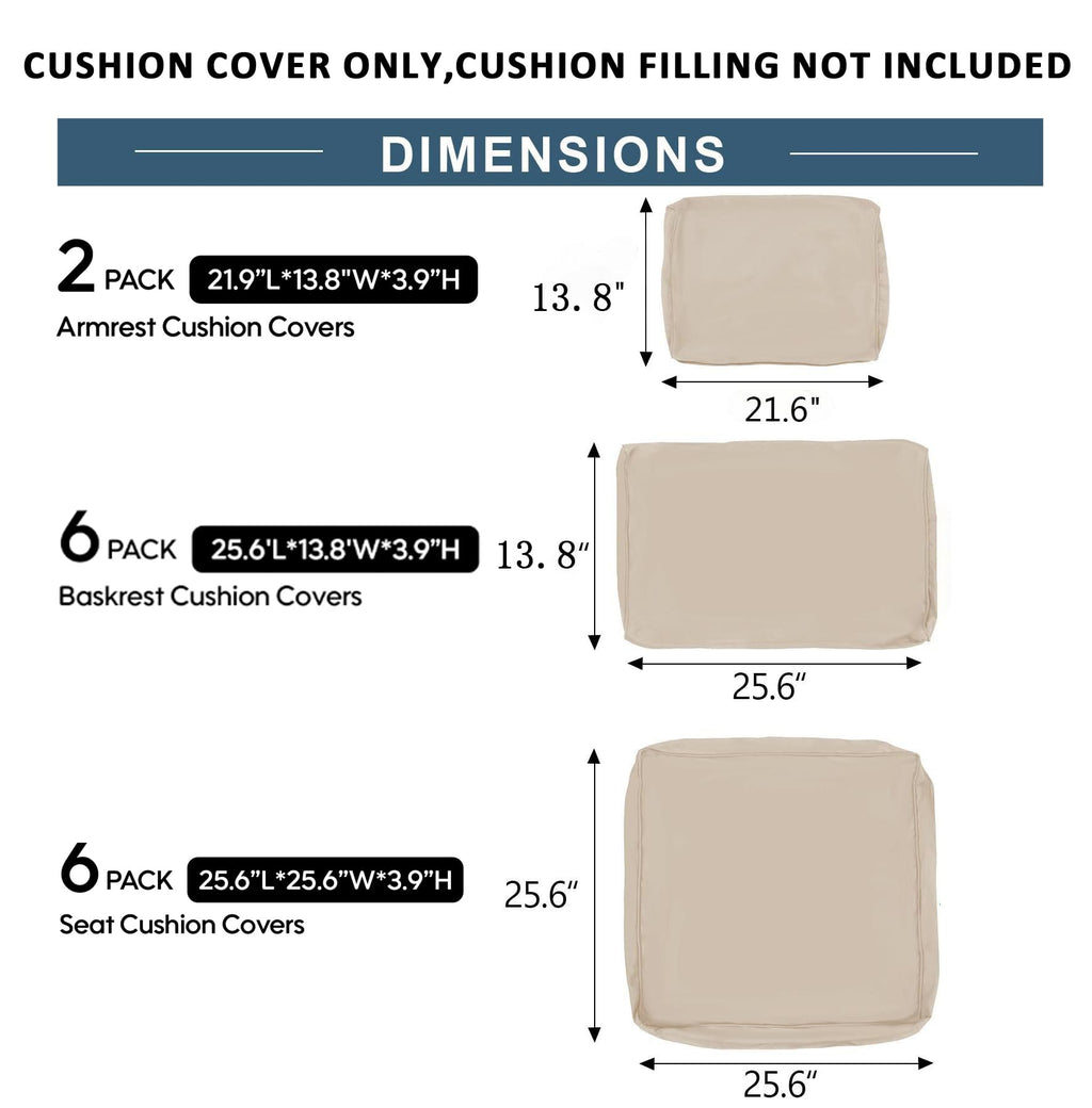 Cushion Covers for 7 Pcs Wicker Rattan Sectional Sofa