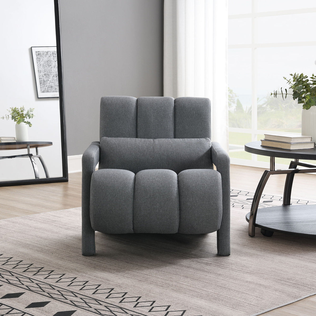 Modern Upholstered Accent Chair with Pillow - Fabric