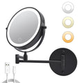 Rechargeable Wall Mounted Makeup Mirror with 10X Magnification - Iron