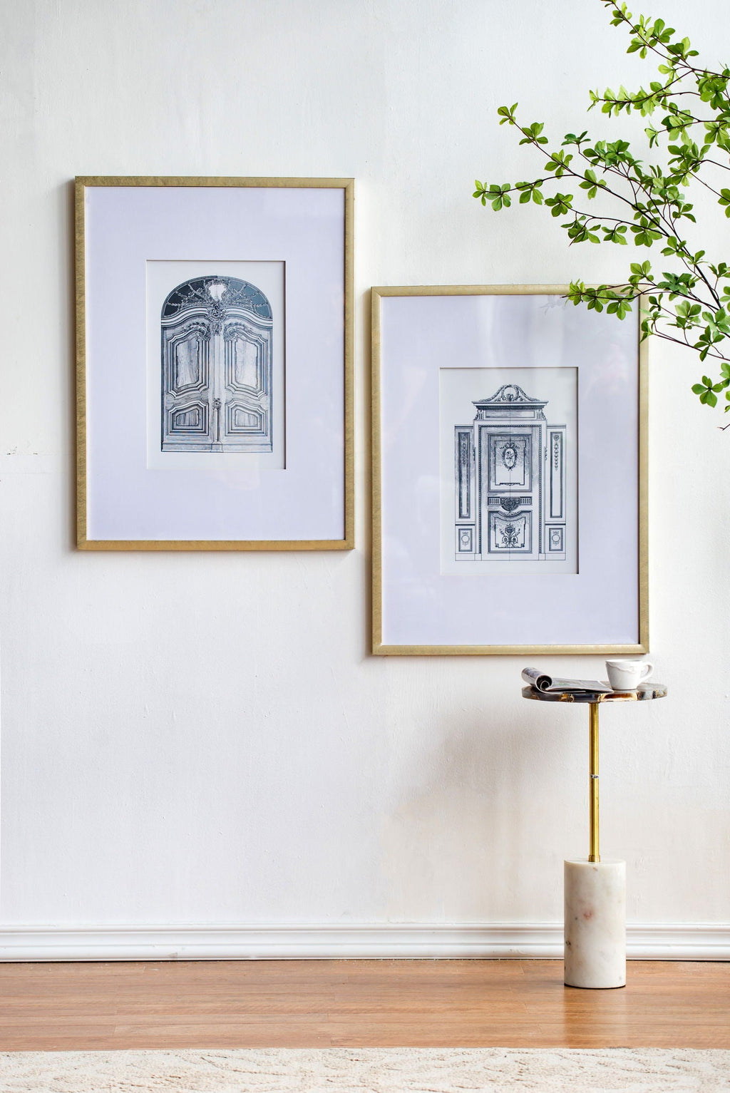 Architectural Wall Art Set with Pencil Design - Silver