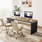 Double Computer Desk for 2 Person with Extra Long Workstation - Dark Gray or Light Brown