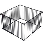 Adjustable Metal Safety Gate Play Yard with Pivoting Panels - Black