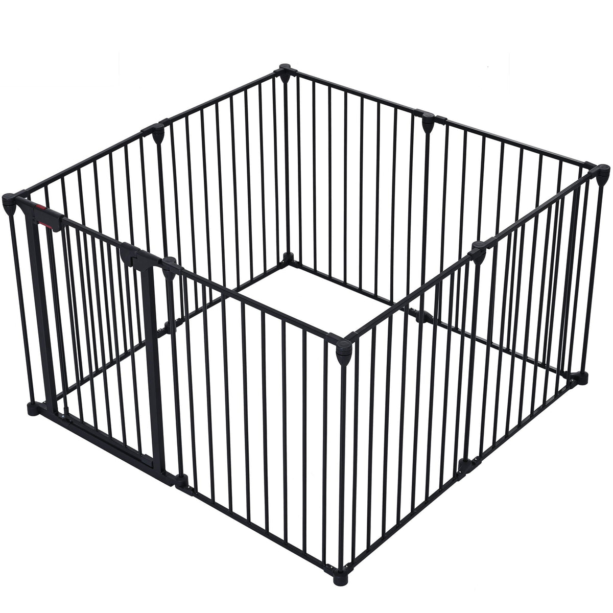 Adjustable Metal Safety Gate Play Yard with Pivoting Panels - Black