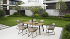 7-Piece Outdoor Wicker Dining Set with Wood-Plastic Composite Table - Yellow
