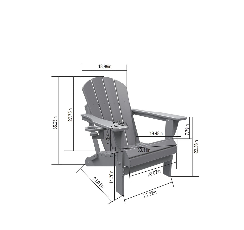 HDPE Folding Adirondack Chair with Wood Texture